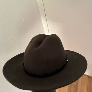 Wide brim green felt hat